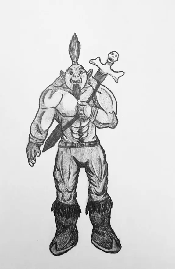 orc avec un poing sur le coeur