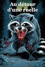 Couverture de la nouvelle Au détour d'une ruelle représentant un raton laveur enragé. Image générée par IA.