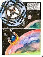 Première planche de bande dessinée en couleurs.