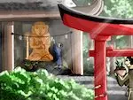 Illustration numérique d'un temple Bouddhiste.