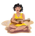 Illustration numérique d'une femme qui joue de la guitare.