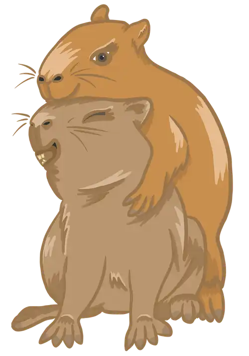 bébés capybaras qui se câlinent