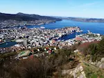 Photographie depuis les hauteurs de Bergen,  vue sur le port.