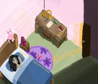 Femme endormie dans son lit.