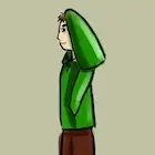 Illustration numérique d'un personnage en ciré vert et bottes en caoutchouc.