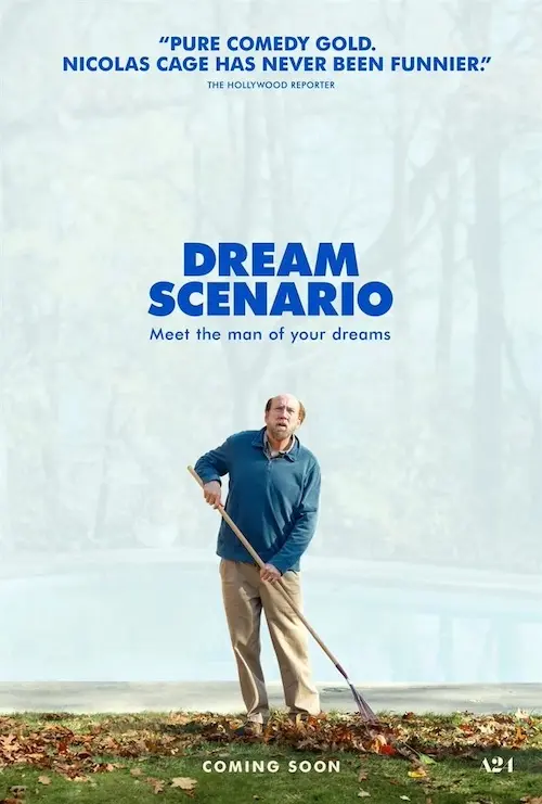 affiche du film représentant un homme qui balaie les feuilles autour d'une piscine.
