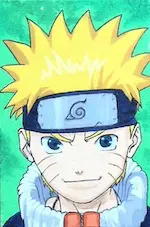Peinture à l'huile sur toile représentant le portrait de Naruto.