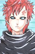 Peinture à l'huile sur toile représentant le portrait de Gaara.