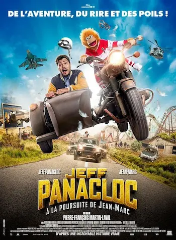 Affiche du film représentant un homme est une peluche sur une moto.