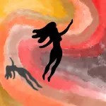 Dessin numérique d'une silhouette féminine qui danse dans les airs.