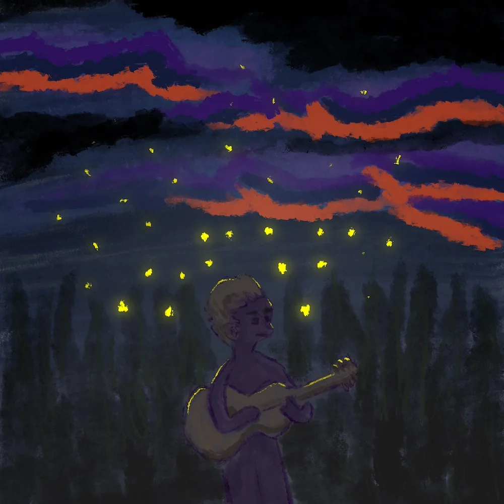 Musicien au crépuscule.