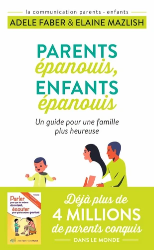 Couverture du Guide pour une famille plus heureuse représentant un couple avec un enfant, en dessin.